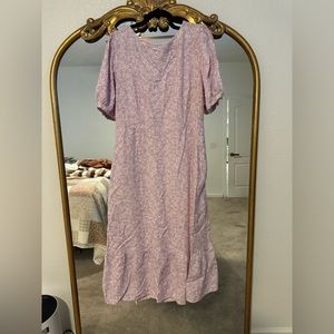 Who What Wear Purple Floral Tie Back Midi Dress